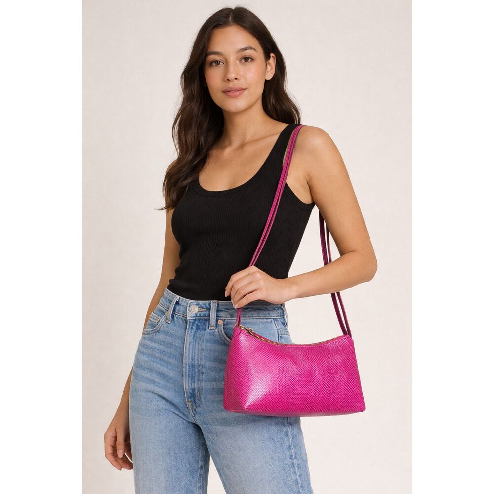 &‎ OTHER STORIES Lizard Leather Shoulder Bag Pink NWOT